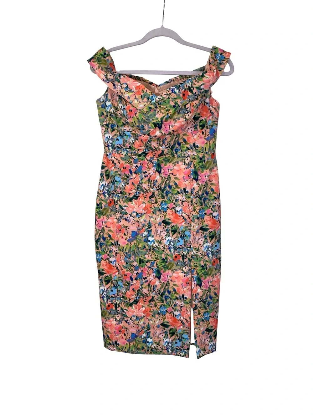 Aidan Mattox Floral Off the Shoulder Midi Dress Size 6 formal event midi dress